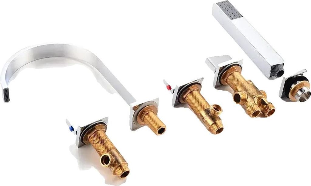 Badarmatur Set, 5-Loch-Design, Moderne Handbrause Inklusive, Chrom
