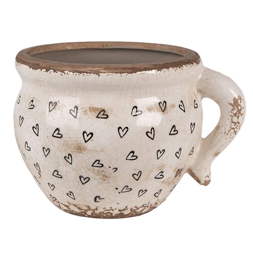 Vaso da fiori Clayre & Eef 20x17x15 cm Beige Black Ceramic Immagine del prodotto 