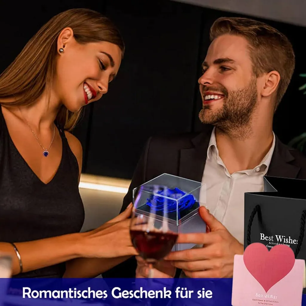 Offrez une Rose Éternelle Bleue et son Collier Argent 925 pour un Souvenir Durable - 5