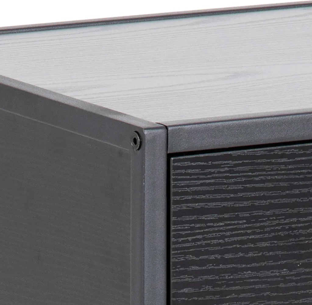 Table de chevet Seaford noir avec étagère de rangement structure métal - 7