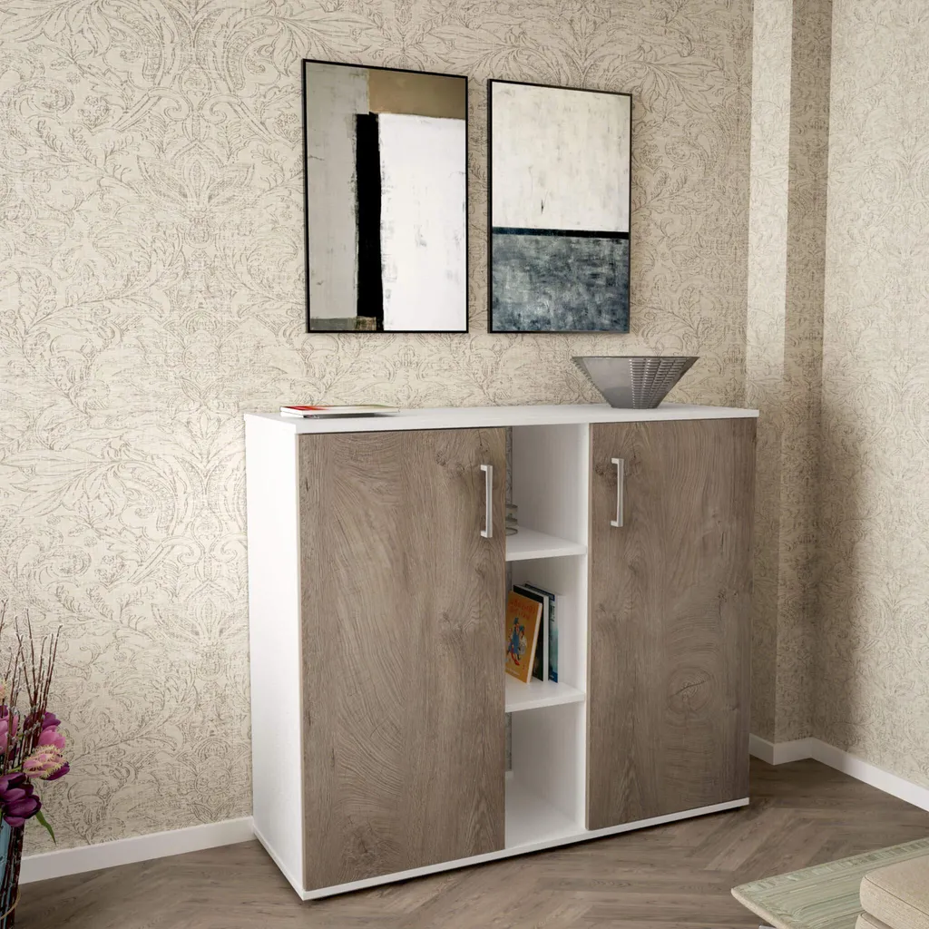 Buffet d'intérieur pour entrée ou salon - Meuble de rangement bois blanc