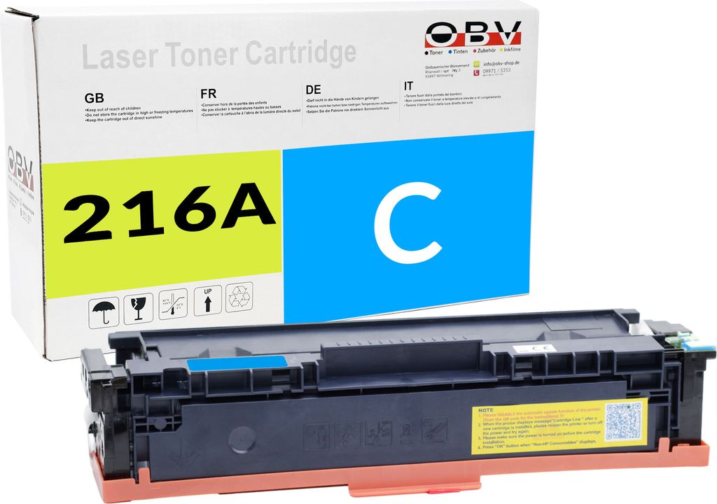 Toner kompatibel HP W2411A / 216A – ersetzt HP 216A – Cyan – 850 Seiten – für HP M183fw, M182nw, M155nw