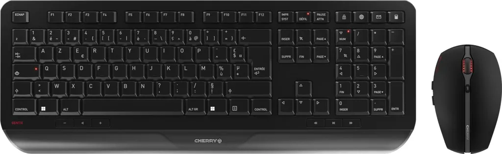 Cherry Gentix FR Ensemble Clavier et Souris Sans Fil Noir de Bureau