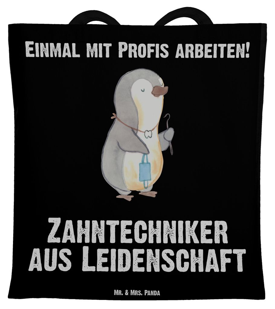 Mr. & Mrs. Panda Stoffbeutel Zahntechniker Leidenschaft - Schwarz - Geschenk, canvas tasche, Uni, Shopping, Tote Bag, Laptoptasche, dokumententasche