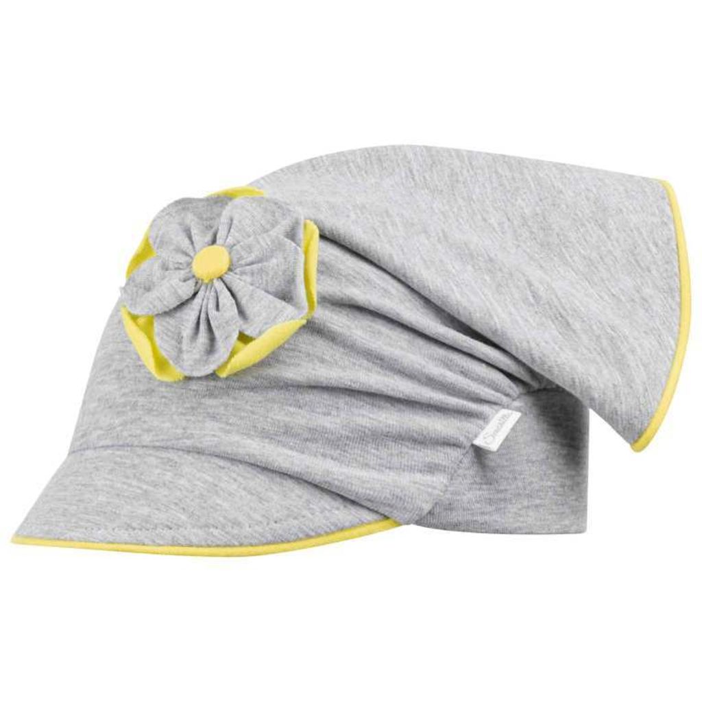 Mädchen Mütze Schirmmütze Kopftuch Sommer Baumwolle, Grau-Gelb, Gr. 54/56