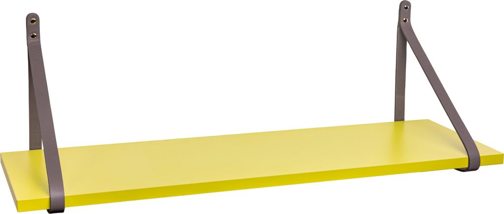 ABRATO Wandregal Zitronengras 100x25x1,8 cm Schweberegal mit Ledergurten Aufhängung Grau