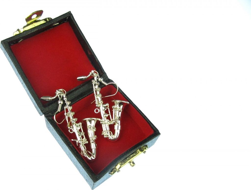 Saxofonohrringe Ohrringe Saxofon Miniblings Jazz Saxophon Musik versilbert Sax + Box
