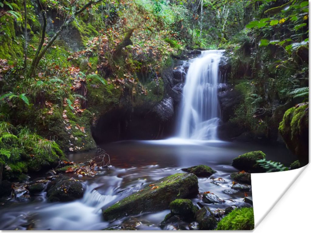 MuchoWow Poster Wasserfall - Natur - Wasser 80x60 cm - Kunst für zu Hause