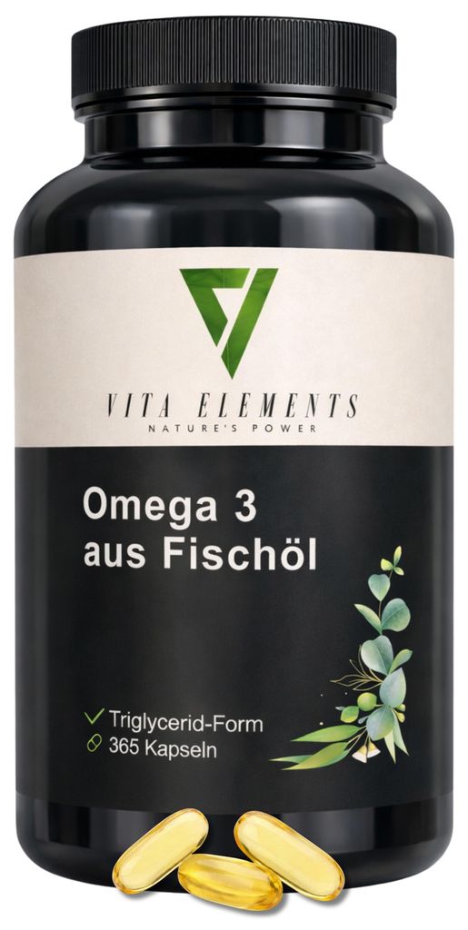 Vita Elements Omega 3 365 Kapslí EPA DHA Rybí Olej Výživový Obrázek produktu  Obrázek vytvořený pomocí AI