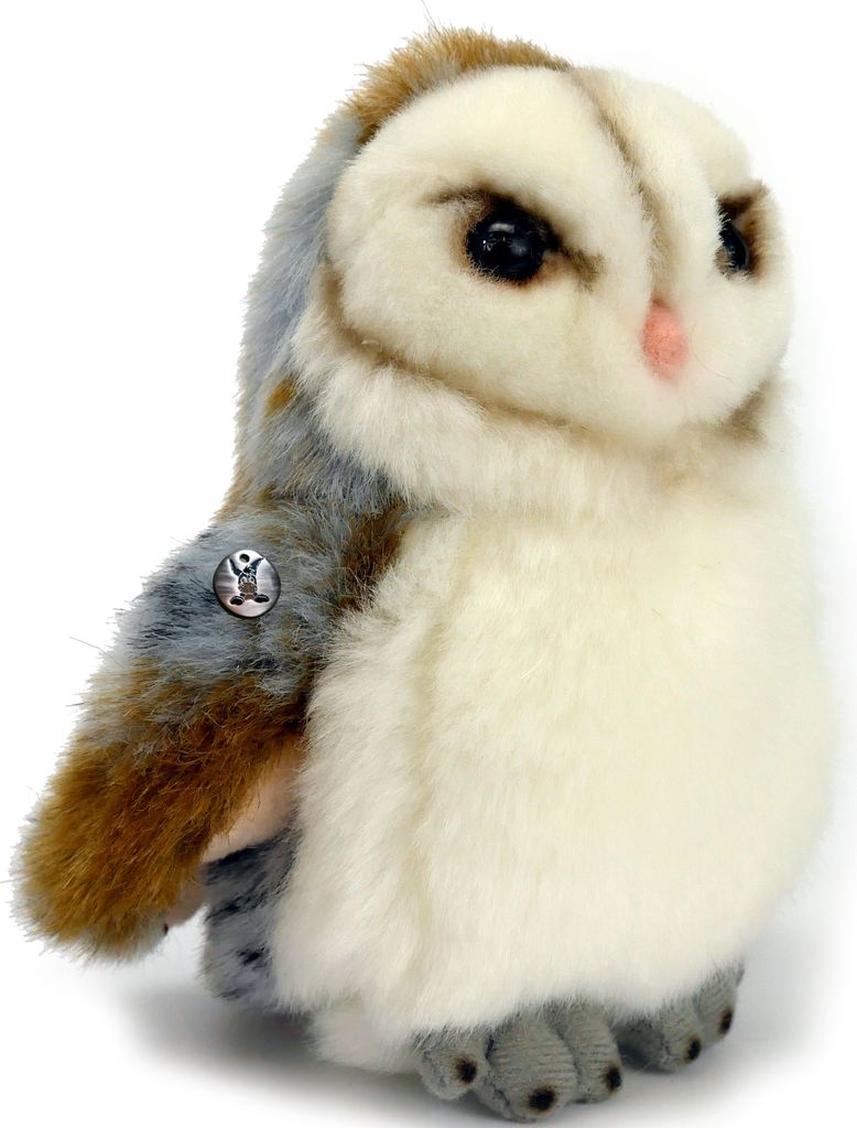 Schleiereule Kuscheltier Eule 12 cm Plüschtier mit Anhänger RAGNAR