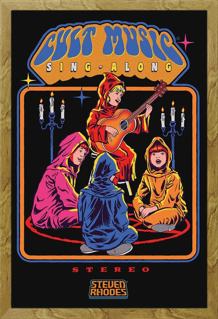 Steven Rhodes - Poster - Cult Music Sing-Along + cornice rimovibile, Shinsuke® Maxi MDF oak, disco acrilico