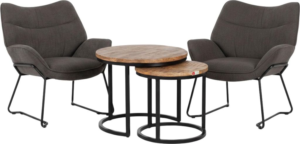 Indoor Wohnset Aliano dark grey mit 2 Sesseln & Produktbild 