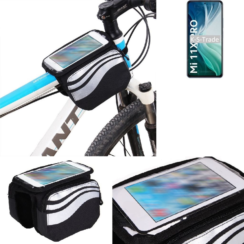 K-S-Trade Rahmentasche Fahrrad-Halterung kompatibel mit Xiaomi Mi 11X Pro Rahmenhalterung Fahrrad Handyhalterung Fahrradtasche Handy Smartphone