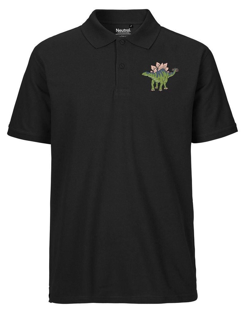 Huuraa Herren Polo Shirt Stegosaurus Dinosaurier S Black Bio Baumwolle Fairtrade Poloshirt Geschenkidee