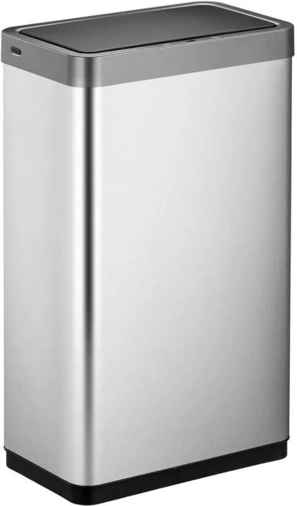 Poubelle inox 80 L argent mat anti-traces avec fermeture silencieuse