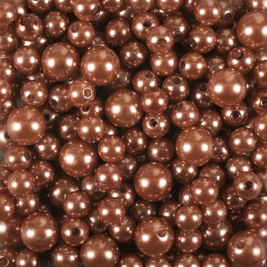 DEKO-PERLEN gebohrt 9,7 und 13,7mm gemischt 330ml BRAUN