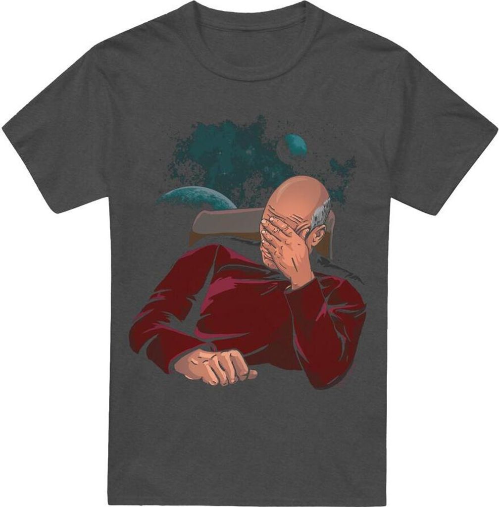 Star Trek - "Facepalm" T-Shirt für Herren/Damen Uni TV17690 (M) (Holzkohle)