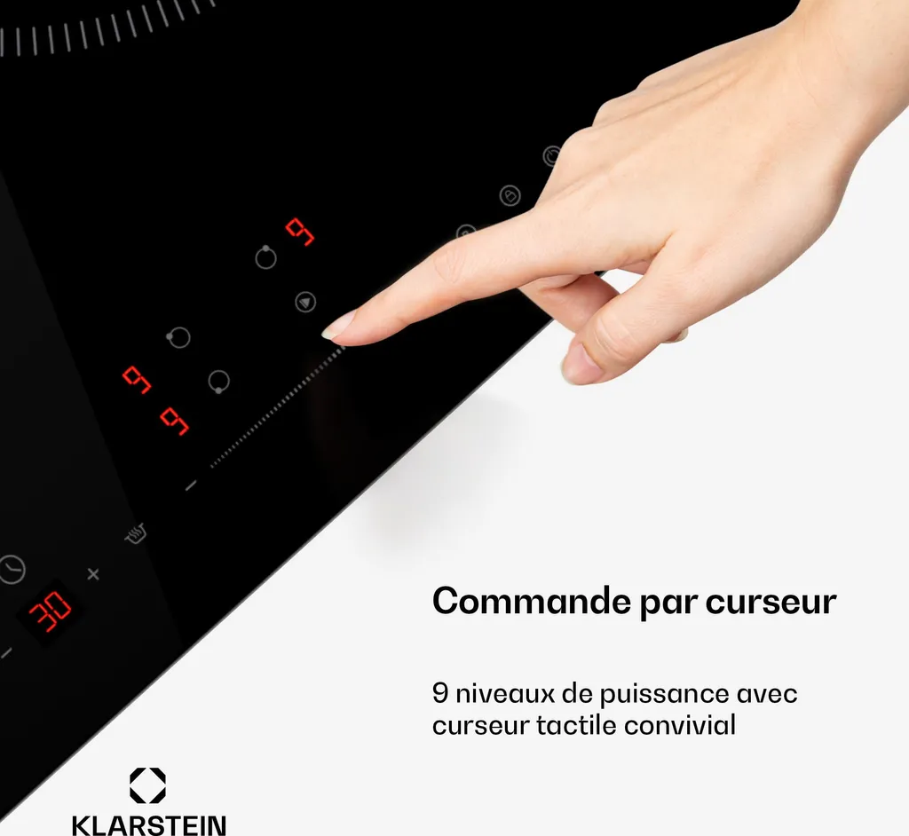Table induction 3 zones avec fonction Boost et commande Slider tactile