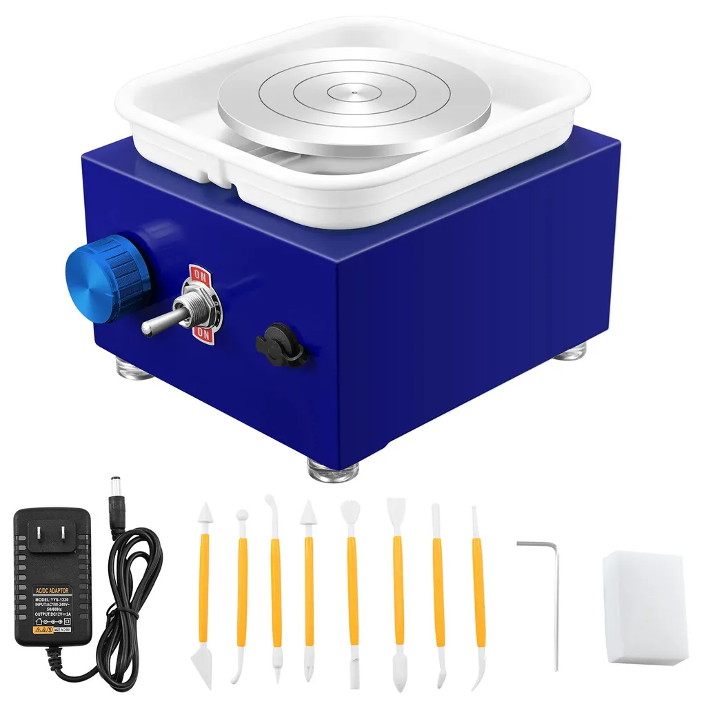 Tour de potier avec vitesse 2000 tr/min et kit outils argile bleu foncé