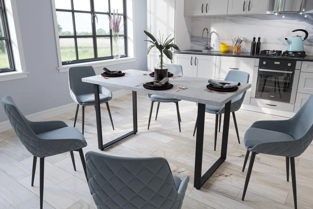 Table de salle à manger fixe 140cm béton gris style contemporain