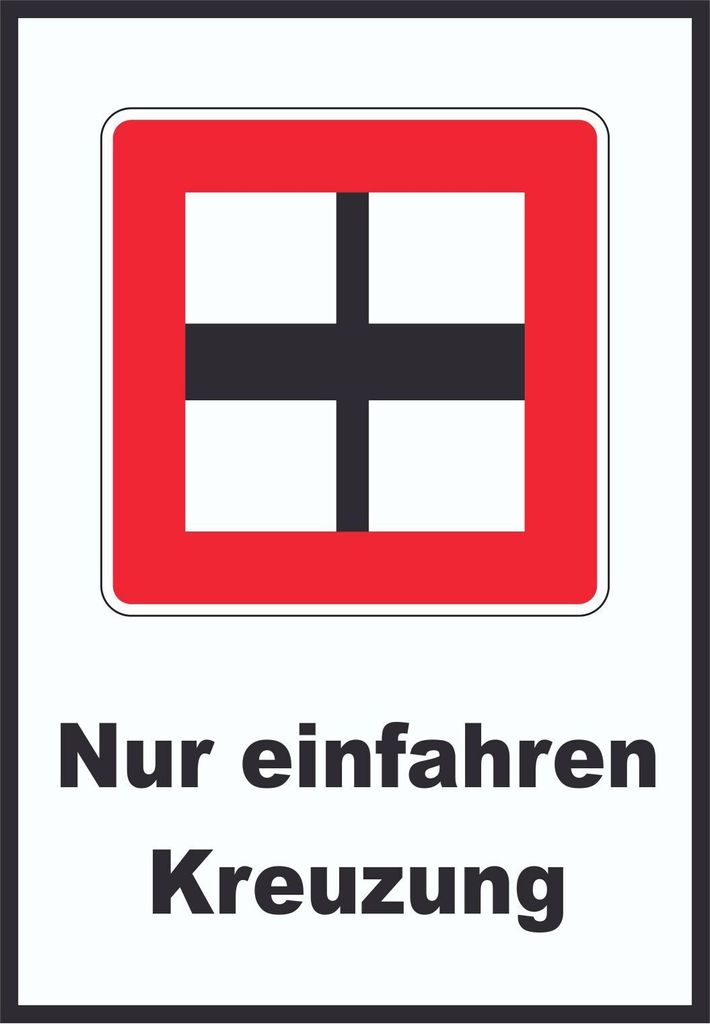 Nur einfahren in die Hauptwasserstraße Kreuzung wenn niemand behindert wird Schild mit Symbol und Text A0 Rückseite selbstklebend