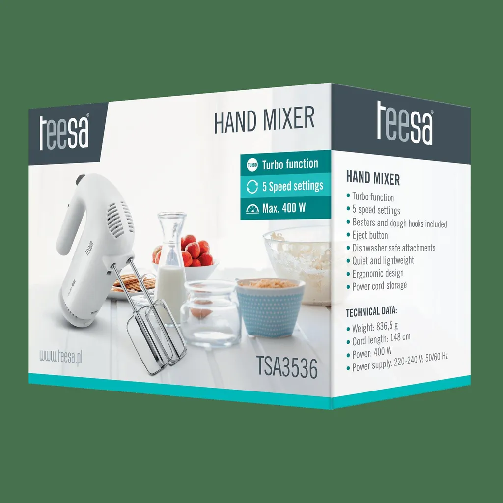 Teesa TSA3536 Frullatore Bianco 400W - Ideale per Pappe e Vellutate - 4