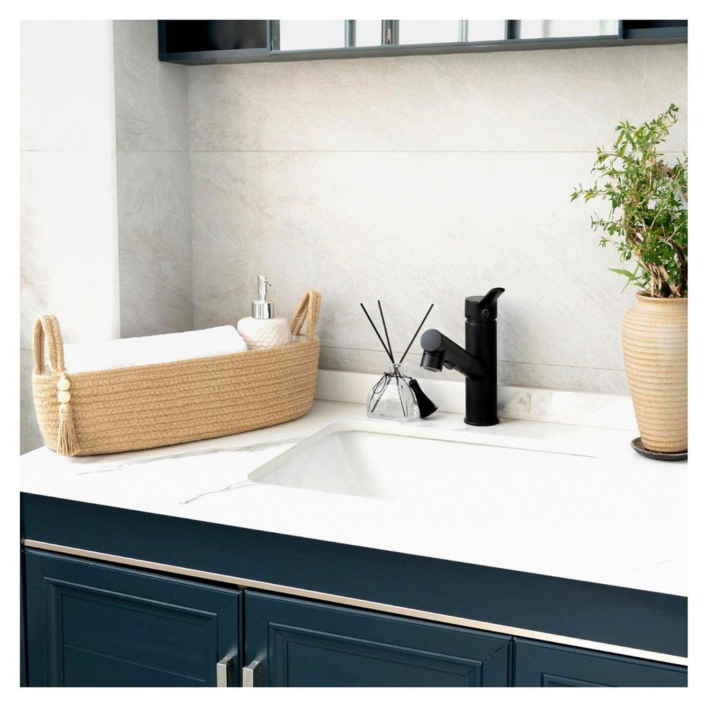 Kleiner Aufbewahrungskorb für Toilettenspülkasten im Boho-Stil, gewebtes Seil, Toilettenpapier-Organizer für Regal, Schlafzimmer und Wohnzimmer,...