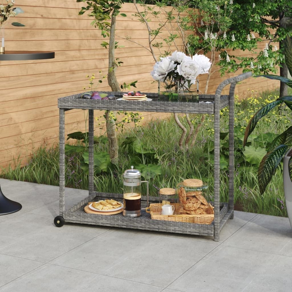 The Living Store Barwagen Grau 100x45x83 cm Poly Rattan