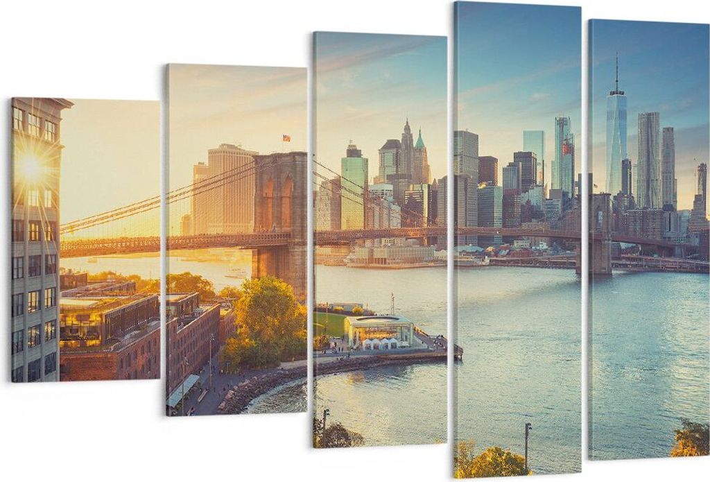 Bild auf Leinwand - Leinwandbild - New York Brücke - 150x100cm - Wand Bild - Wanddeko - Wandbilder - Leinwanddruck - Bilder - Kunstdruck - Wanddek...