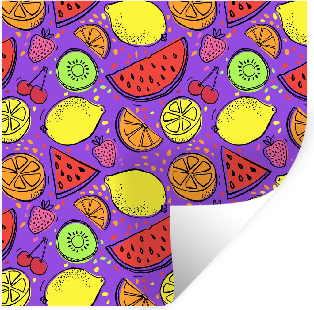 MuchoWow Wandtattoo Wandsticker Wandaufkleber Zitrone - Farben - Lila 50x50 cm Selbstklebend und Repositionierbar - Selbstklebend - Fototapeten