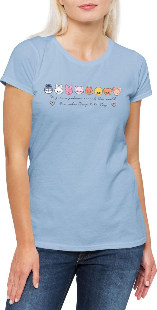 Urban Backwoods Stay Pop 2, Damen T-Shirt, Farbe: Hellblau, Größe: M