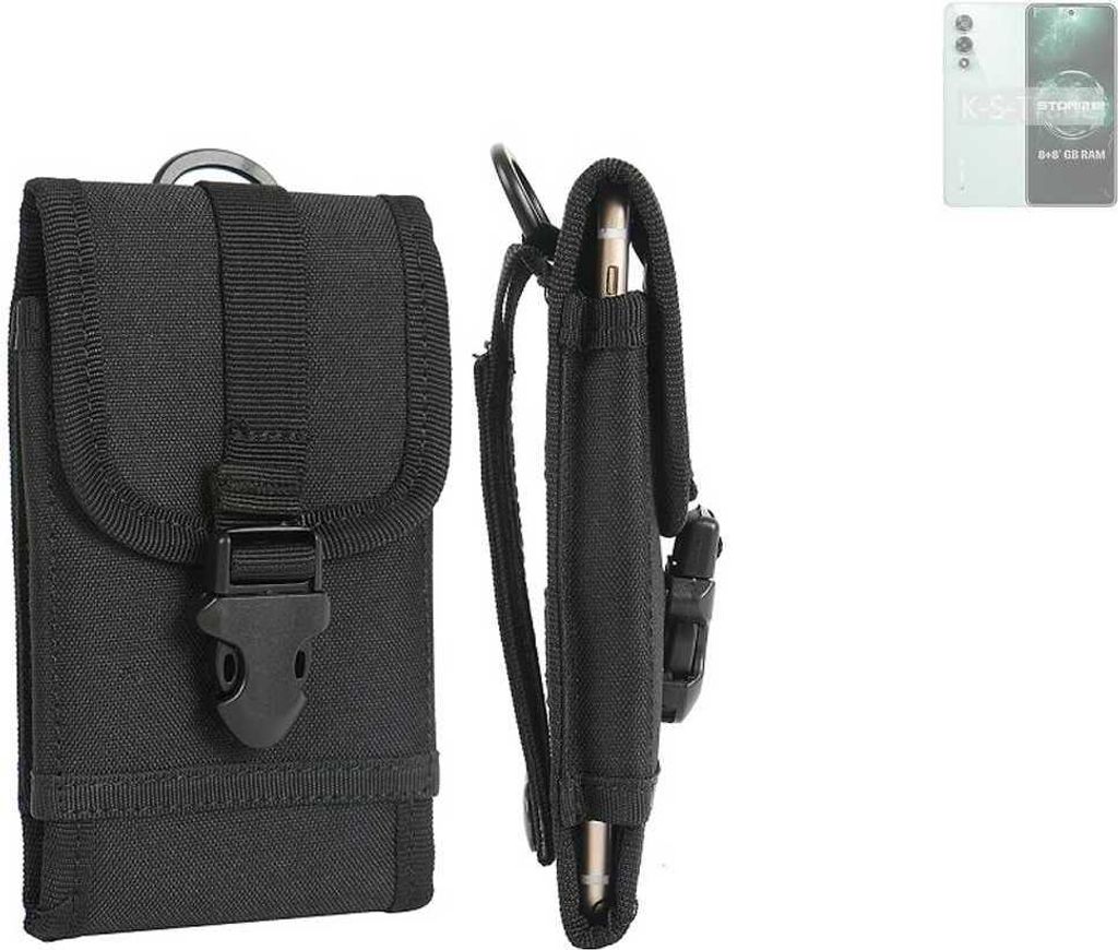 K-S-Trade Holster Handy Hülle kompatibel mit Lava Storm 5G Holster Handytasche Gürtel Tasche Schutz Hülle Robust Outdoor schwarz