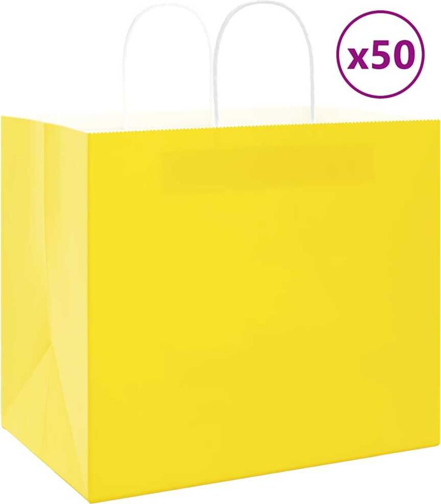 "im Angebot" Papiertragetaschen 50 Stk. mit Henkeln Gelb 32x22x28 cm - Papiertüten CC18535