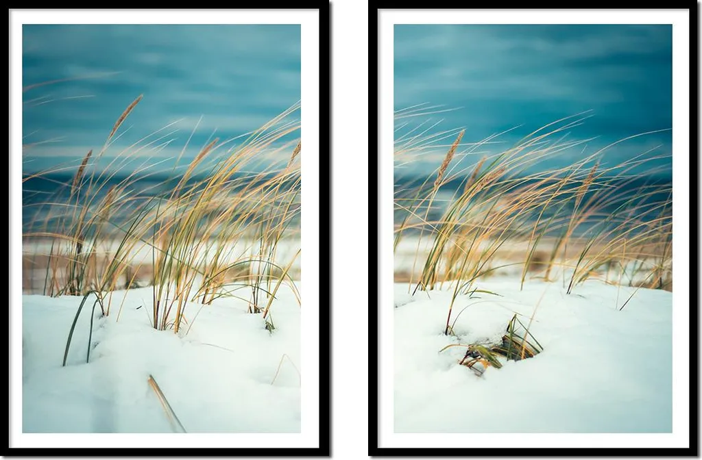 Diptyque Décoration Murale Hivernale : 2 Tableaux Boho 53x73cm P2153