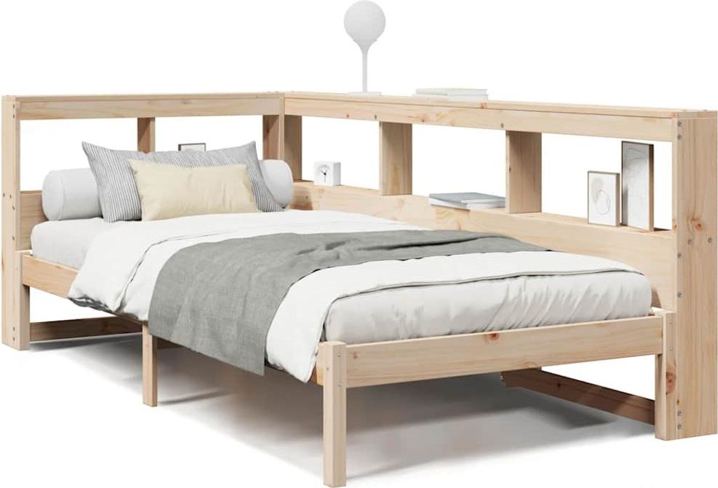 vidaXL Massivholzbett mit Regal ohne Matratze 90x190 cm Kiefer