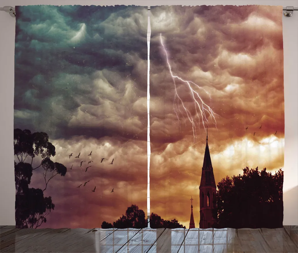 Rideau pour Salon Déco Rustique et Urbaine Orage Marron 280 x 225 cm