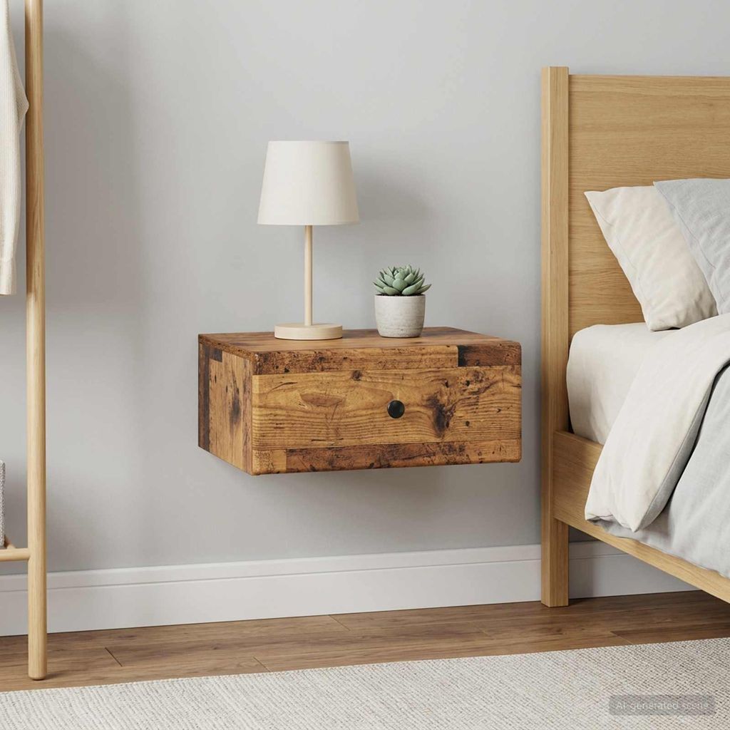 vidaXL Wandgemonteerde nachtkastjes, 2 stuks, gerecycled Productafbeelding 