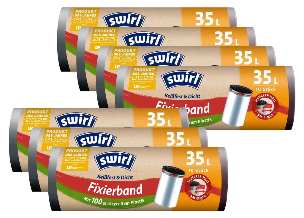 7x Swirl Fixierband Müllbeutel 35L ( 10 stk./Rolle ) Produktbild 