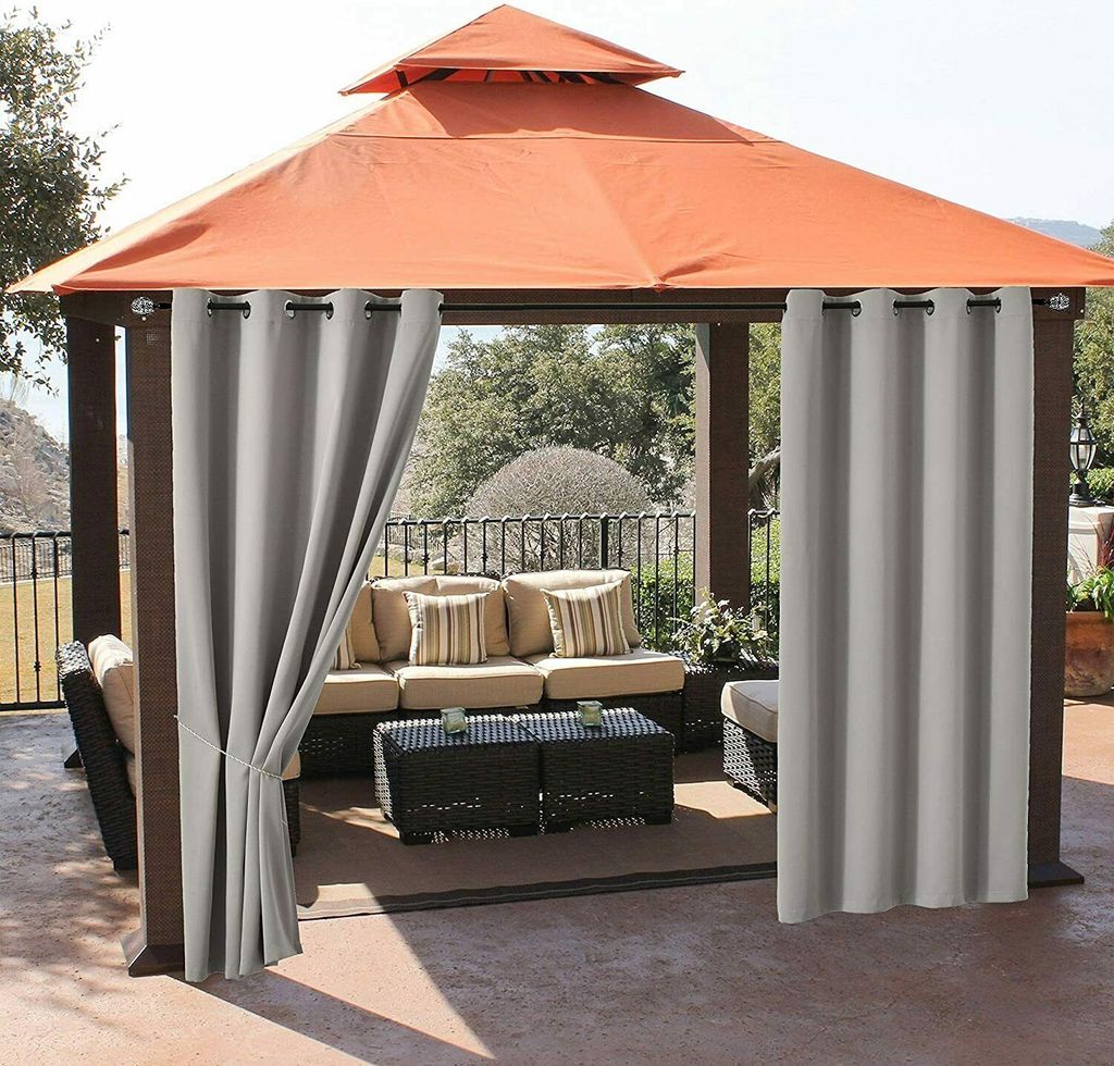 6 Stück Outdoor Vorhänge Gartenlauben Pavillon Balkon-Blickdicht Vorhänge Gardinen Verdunkelungsvorhänge mit Ösen, Vorhang Wasserdicht Mehltau...