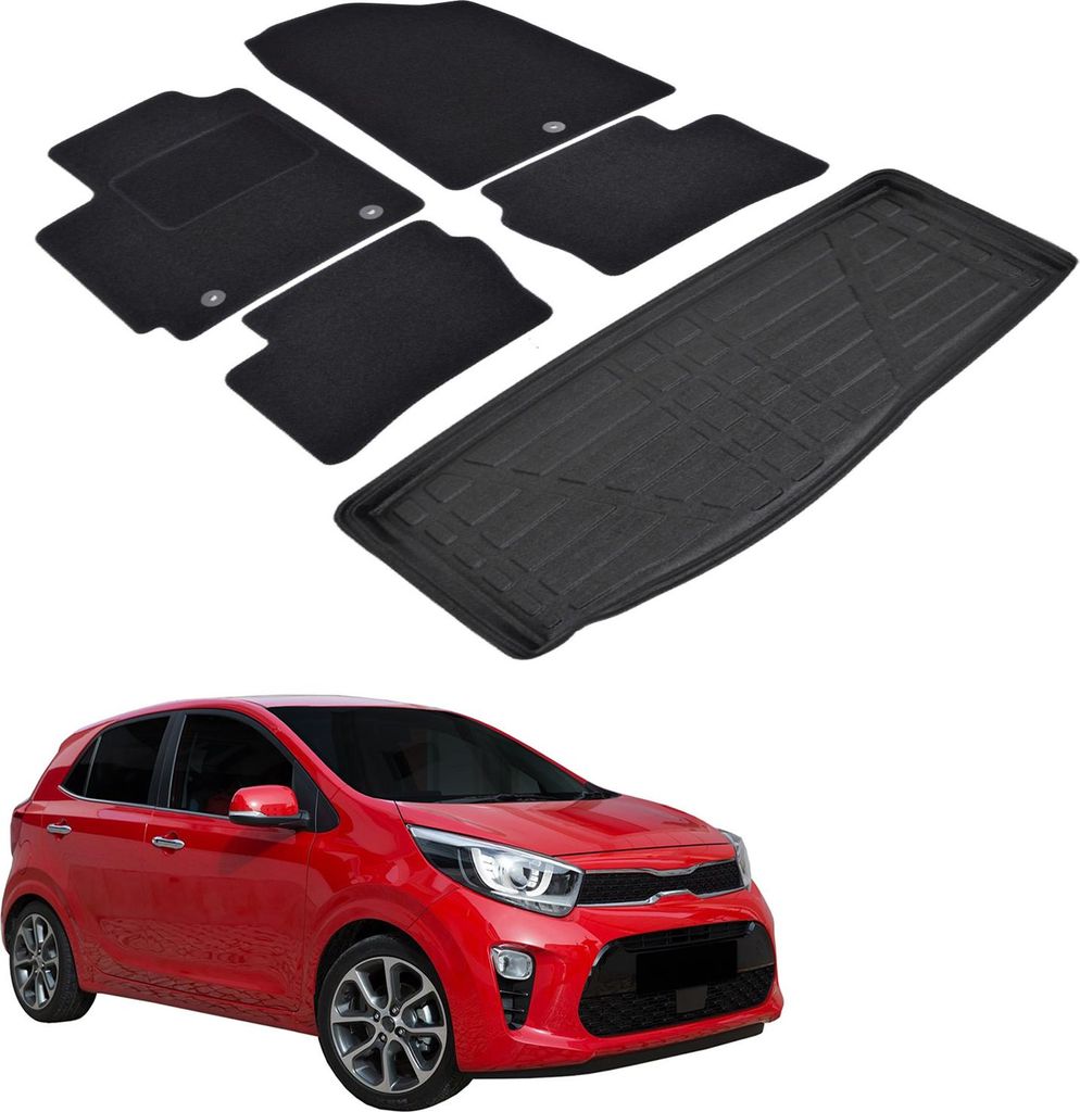 Kofferraumwanne Fußmatten Set Für Kia Picanto 3 Ab 2018, Produktbild 