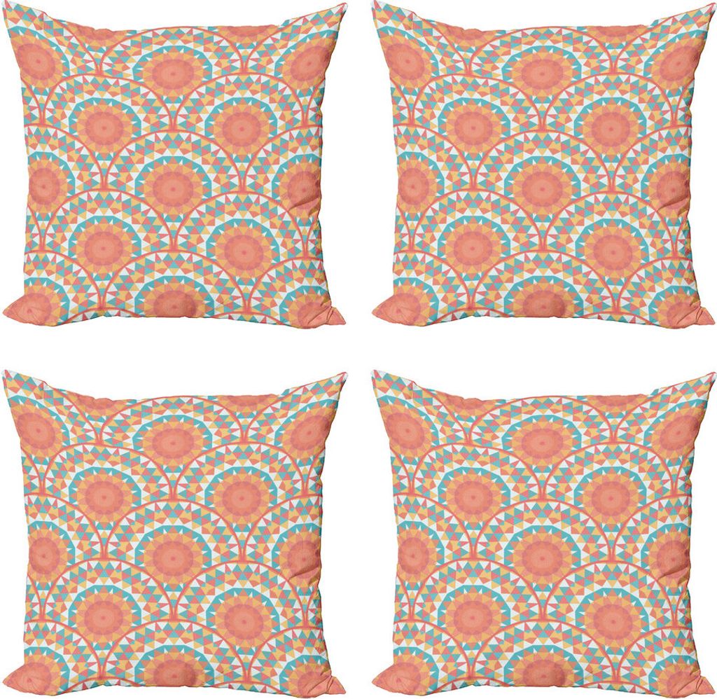 ABAKUHAUS Pastell Kissenbezug Set (4 Stück), Einheimische Formationen, Moderner Doppelseitiger Digitaldruck, 45 cm x 45 cm, Mehrfarbig