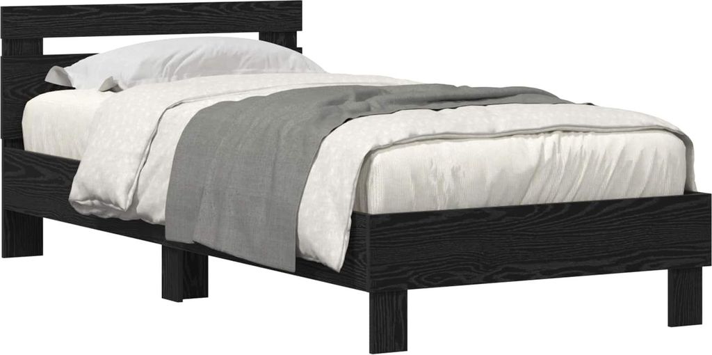 Bettrahmen Schwarz Eichen-Optik 90 x 200 cm Holzwerkstoff