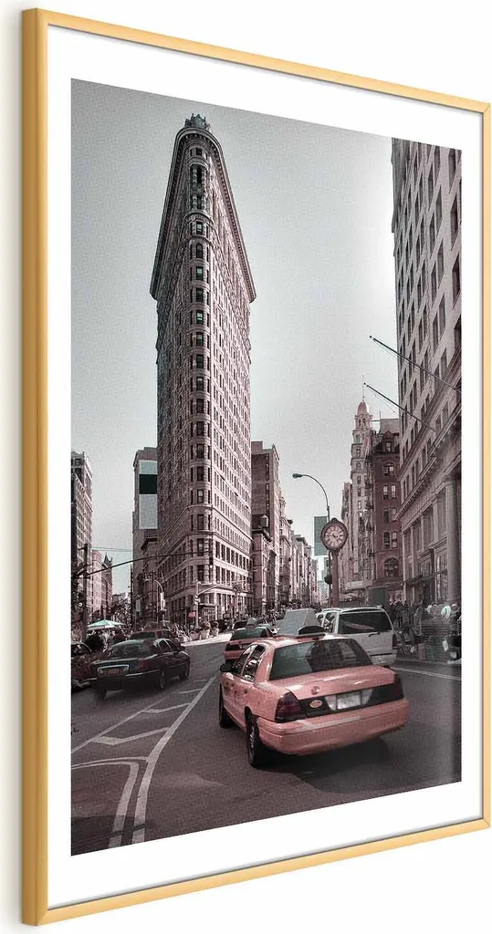 Quadro Urbano Moderno 60x90 - Cornice Oro Minimal con Margine