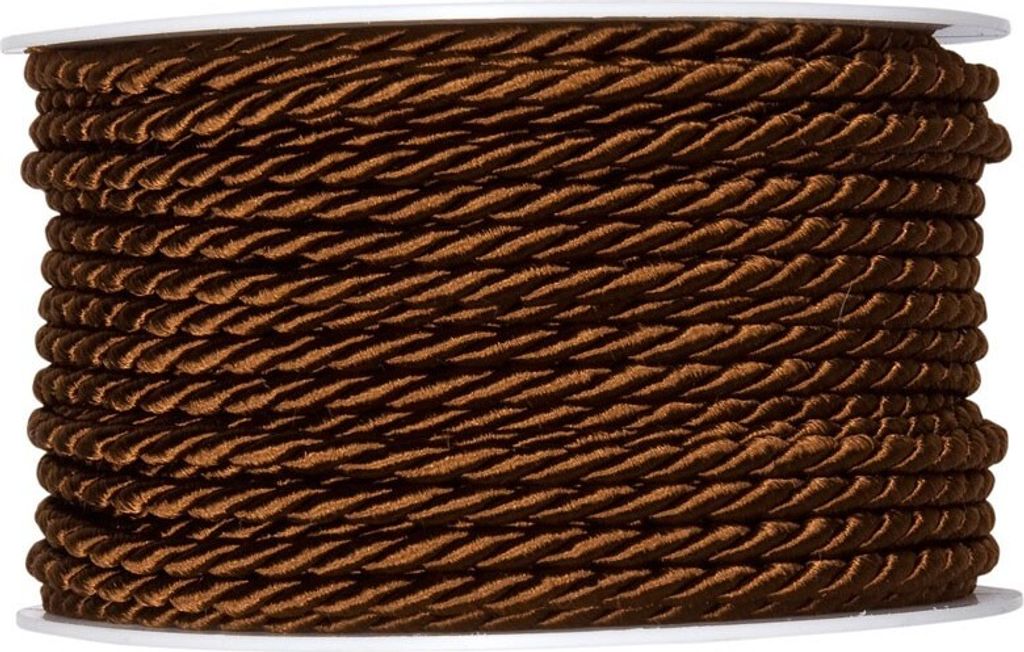 Dekokordel Acetat 4 mm 25 m gedrehte Schnur glänzend Uni Dekoband braun