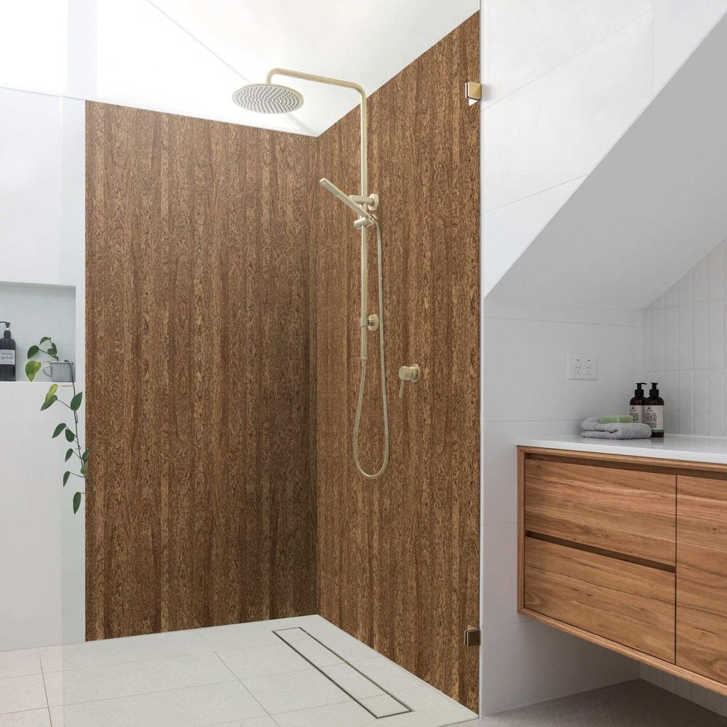 Duschrückwand mit Motiv selbstklebend - 0.61 mm Wandpaneel wasserfest Design braun Holzoptik Unifarben Badrückwand fugenlos Premium matt 90x190 cm