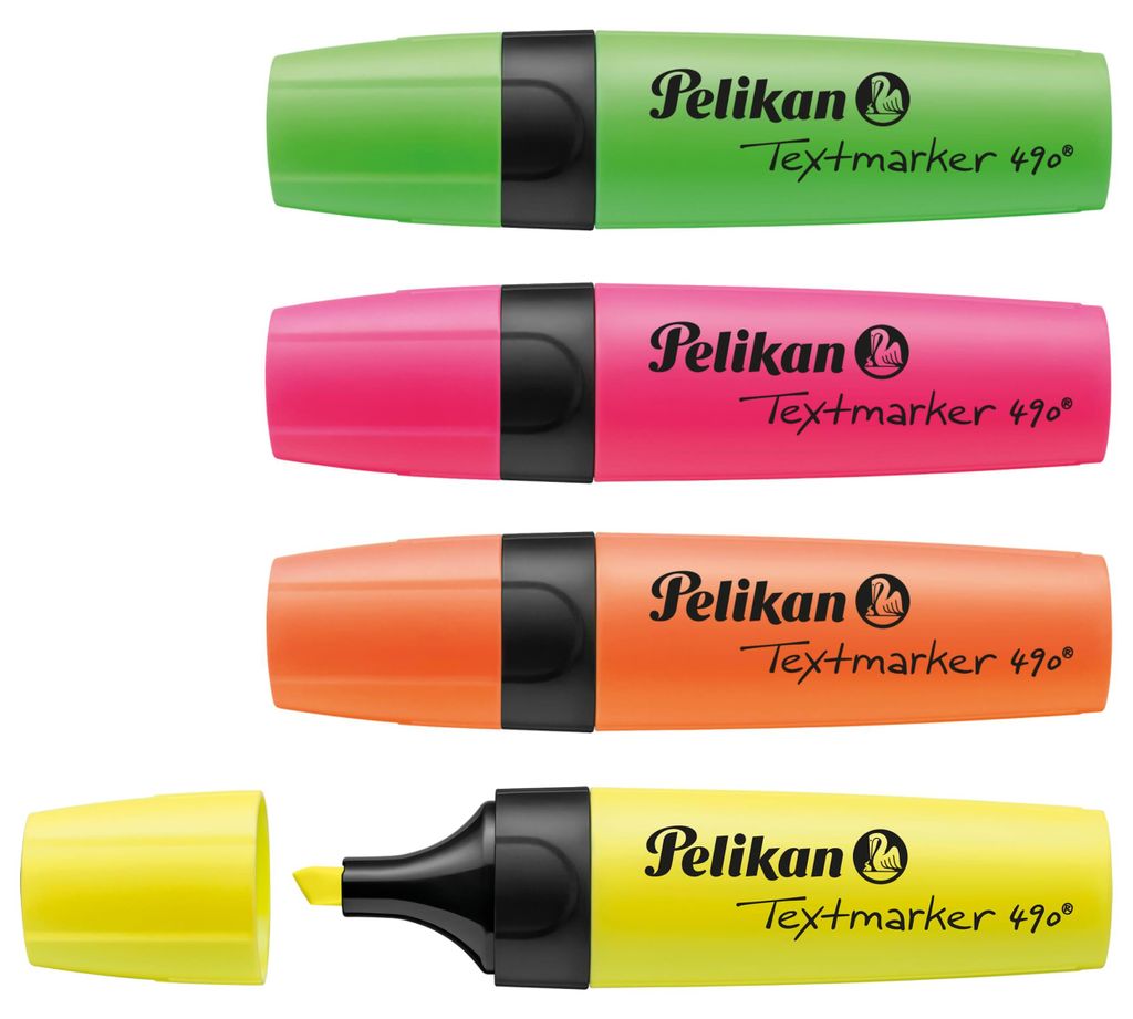 Pelikan Textmarker 490, 4 Stück(e), Grün, Orange, Pink, Produktbild 