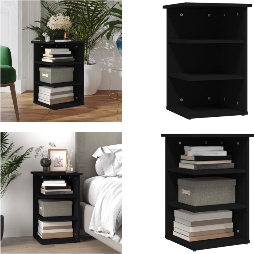 vidaXL Beistellregal Schwarz 35x35x55 cm Holzwerkstoff - Beistellschrank - Beistellschränke - Beistelltisch - Beistelltische