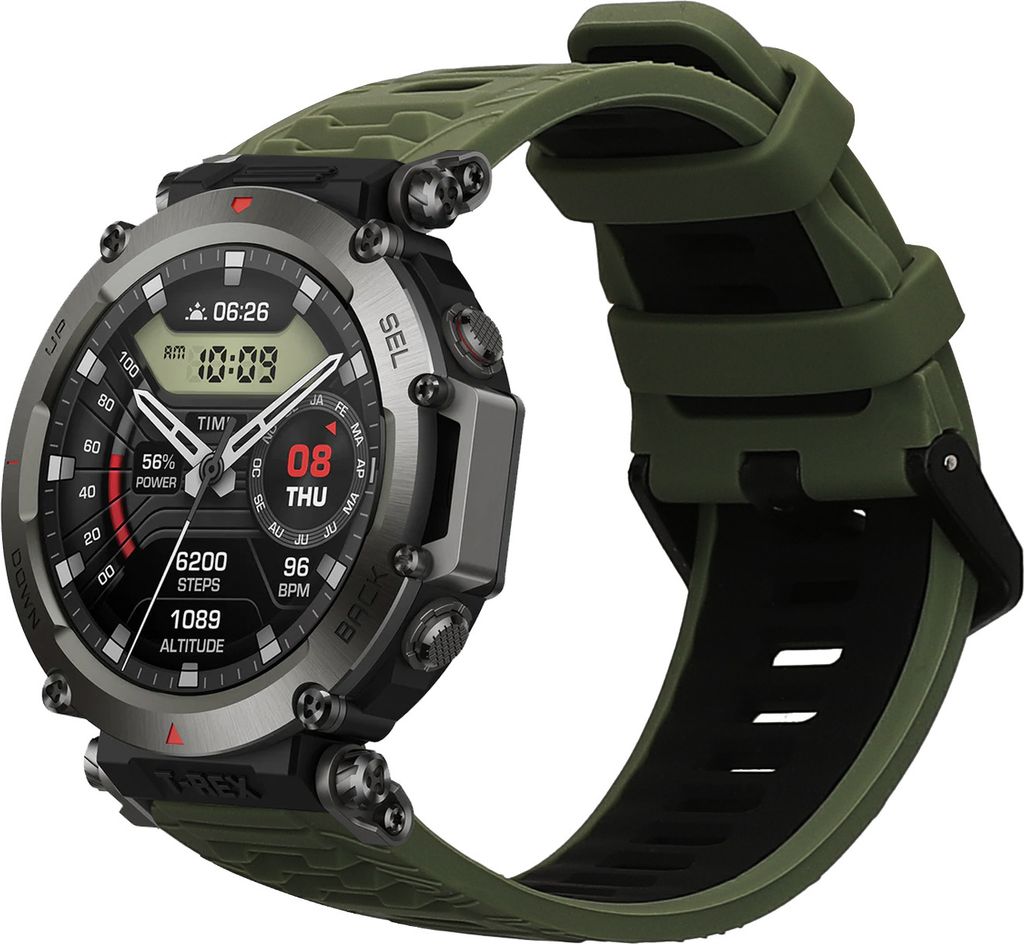 kwmobile Silikon Uhrenarmband für Amazfit T-Rex 3 Armband - Ersatzarmband für Fitnesstracker - Wechselarmband Smartwatch - Dunkelgrün Schwarz