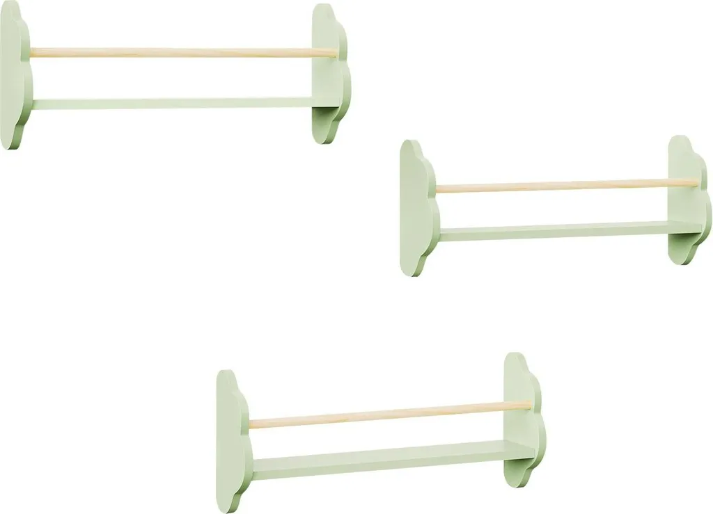 Offerta Set 3 Mensole Grigio Chiaro 55cm - Libreria Legno per Bambini