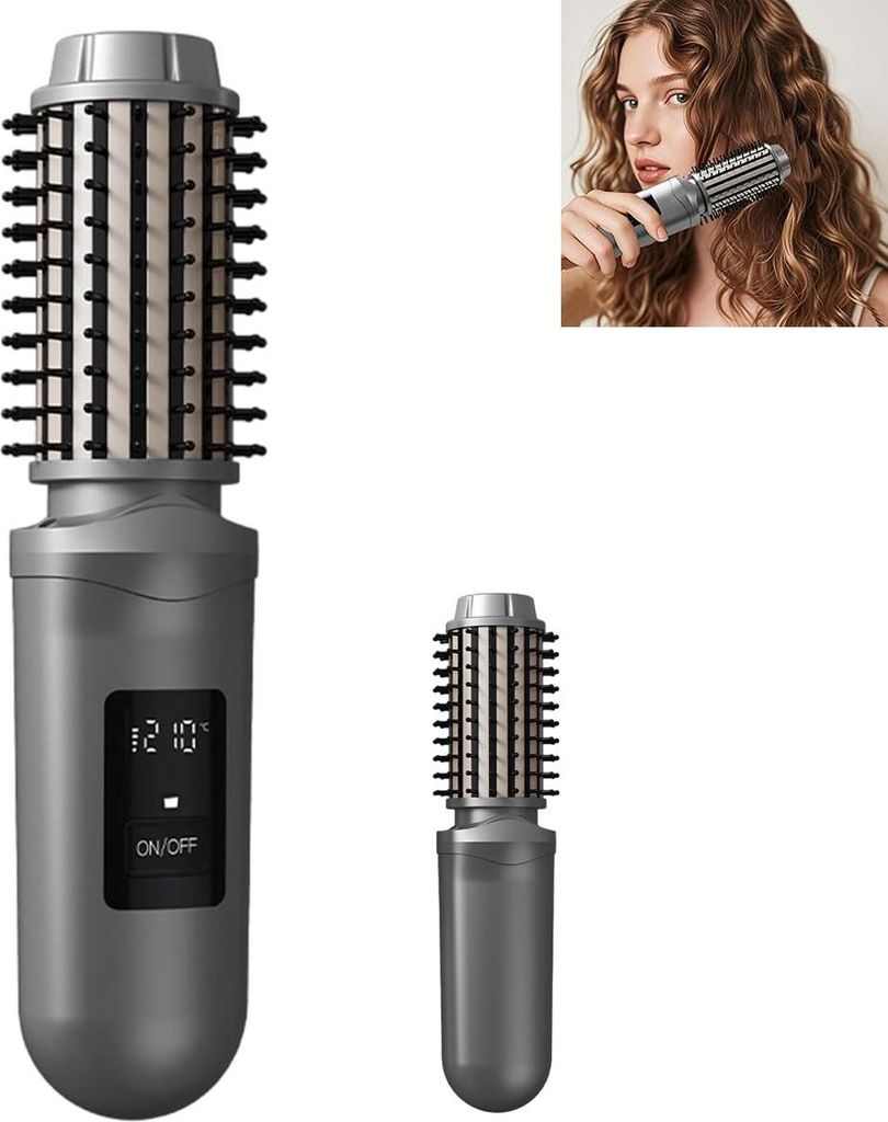 Beheizbarer Haarglättungskamm mit 2600 mAh Akku – Kabelloser USB-Styler mit Negativ-Ionen-Technologie, 2-in-1 Glätten & Locken für unterwegs